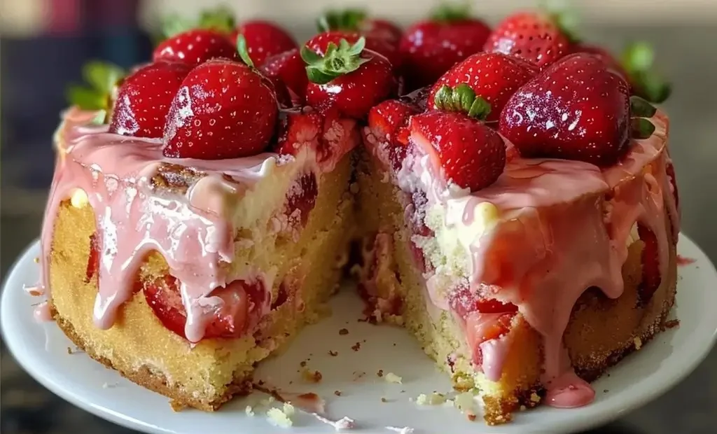 Strawberry Earthquake Cake